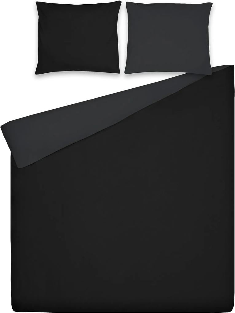 Ten Cate Home | Dekbedovertrekset Double Face eenpersoons: breedte 140 cm x lengte 200/220 cm + zwart, antraciet dekbedovertreksets 100% perkal katoen bed & bad beddengoed