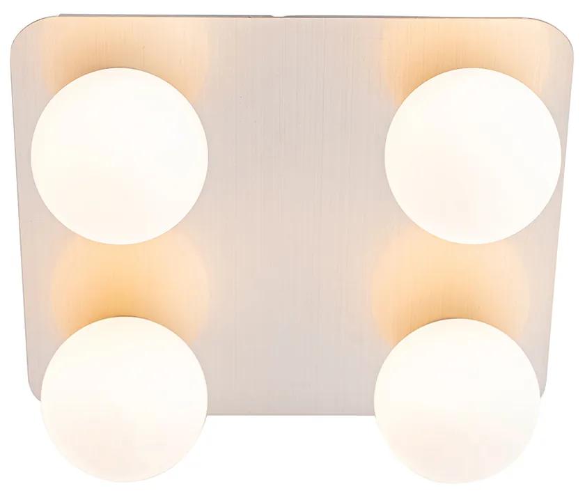 Moderne badkamer plafondlamp staal vierkant 4-lichts - Cederic Modern G9 IP44 Lamp