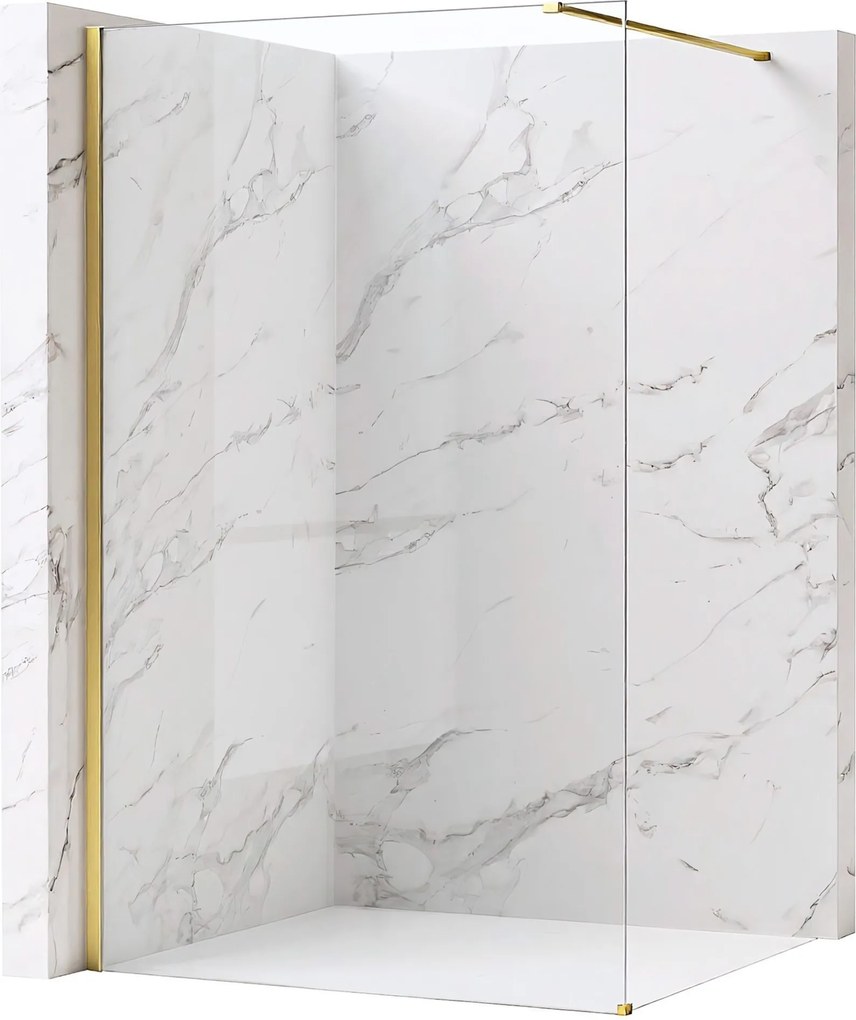 Walk-in douchewand Rea Flexi Transparent / Brush Gold 130