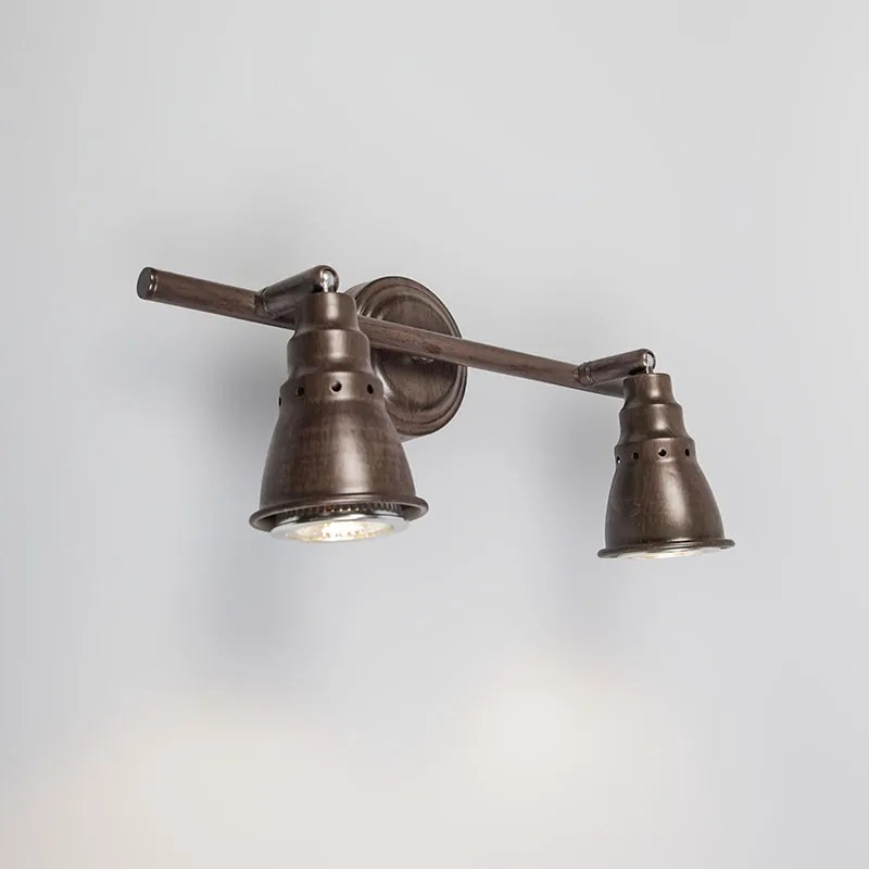 Plafond- en wandSpot / Opbouwspot / Plafondspot roestbruin draai- en kantelbaar - Coney 2 Landelijk / Rustiek, Retro GU10 Binnenverlichting Lamp