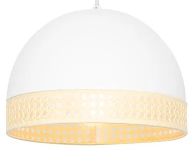 Oosterse hanglamp wit met rotan 30 cm - Magna RotanOosters E27 rond Binnenverlichting Lamp