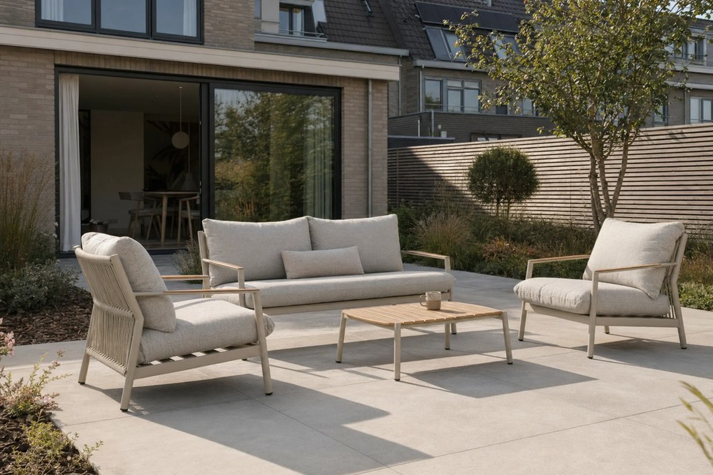 Stoel en Bank Loungeset 5 personen Aluminium/Rope Taupe Coco Sevilla