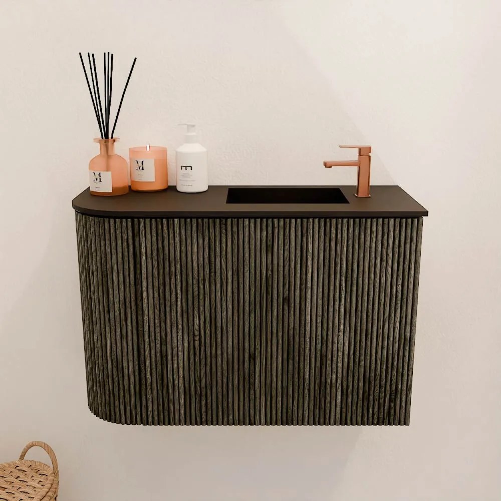 Mondiaz Joya 60cm toiletmeubel ronding links shadow met wastafel faye rechts 1 kraangat urban