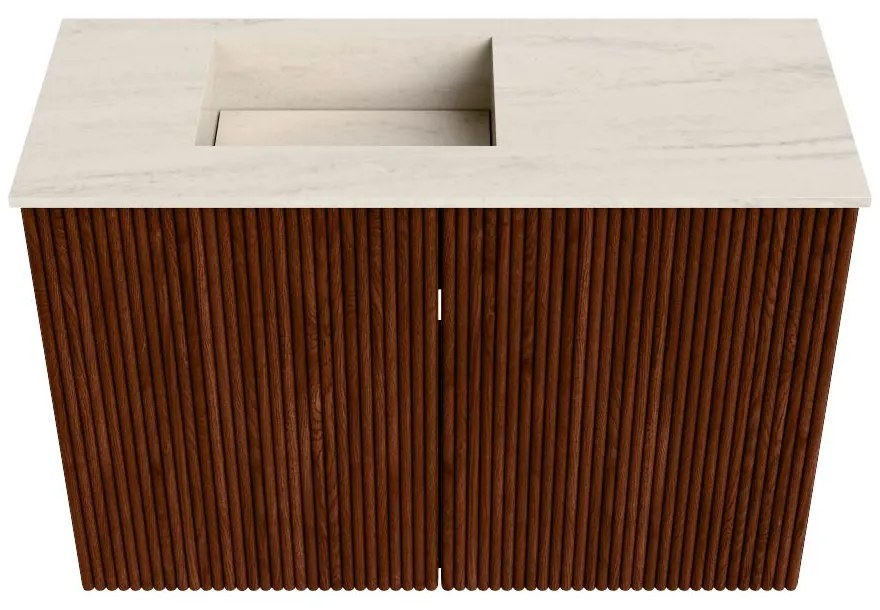 Mondiaz Joya DLux 60cm toiletmeubel ruby met wastafel faye links 1 kraangat meli