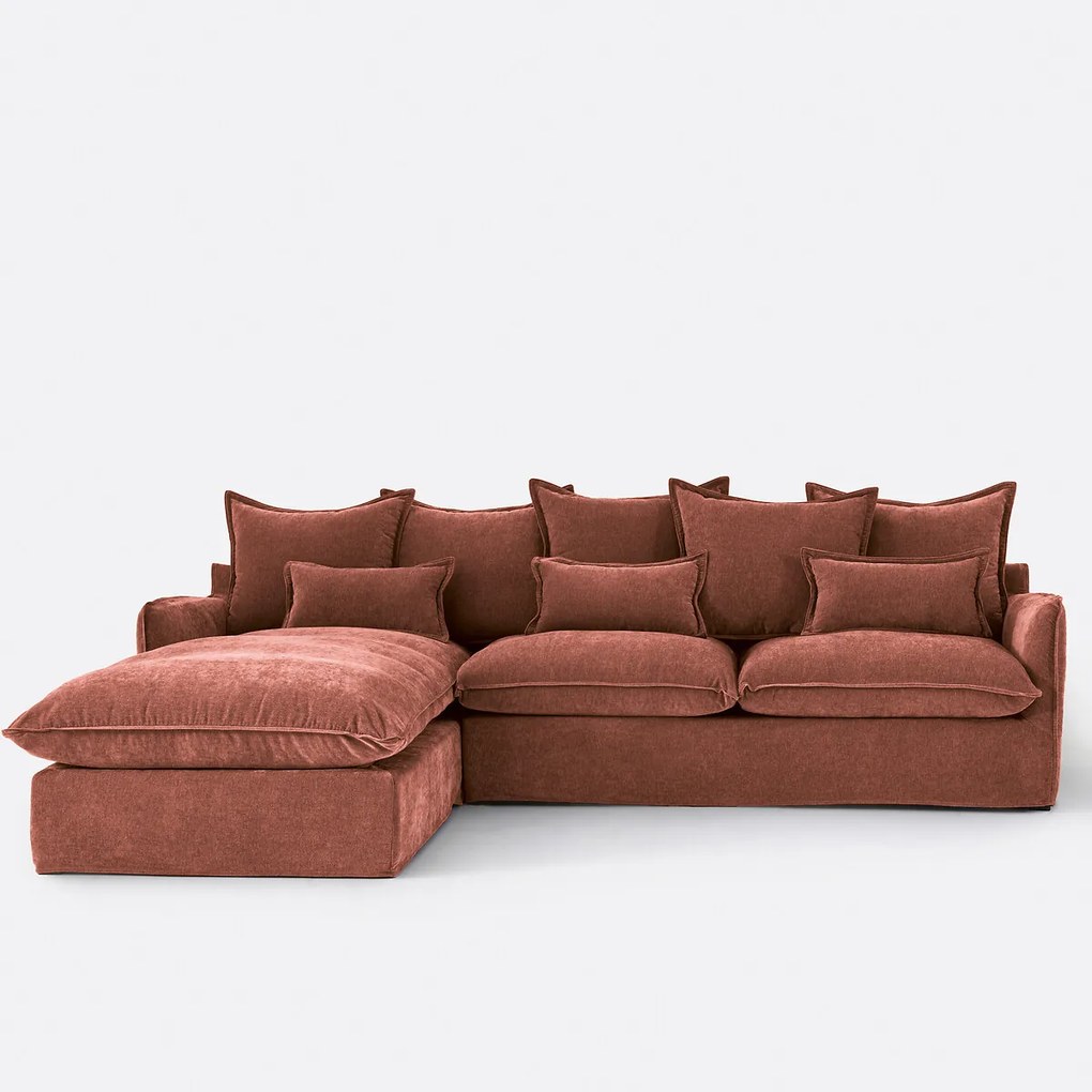 Hoekbank links, afneembare hoes, 4 zits, in gevlekt polyester, ODNA