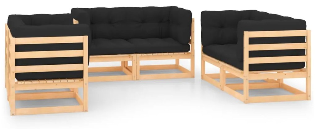 vidaXL 6-delige Loungeset met kussens massief grenenhout