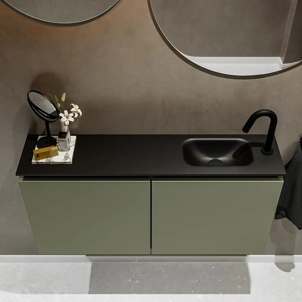 Mondiaz Ture 100cm toiletmeubel army met wastafel urban rechts 1 kraangat