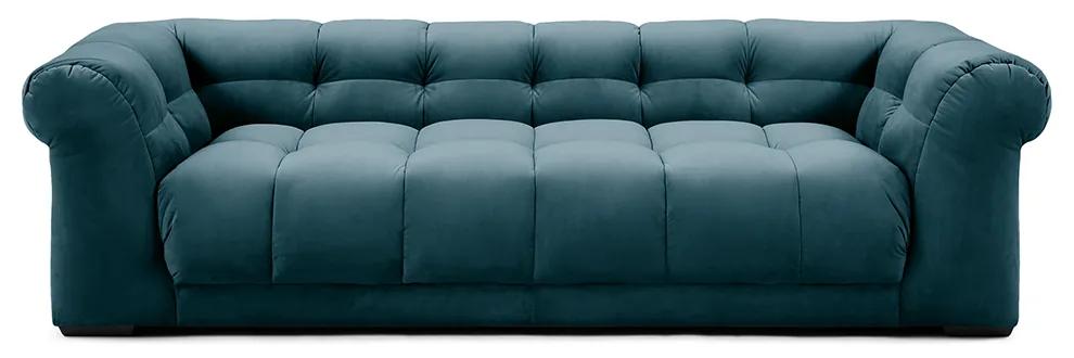 Rivièra Maison - Cobble Hill Sofa 3,5 Seater, velvet, Petrol - Kleur: blauw