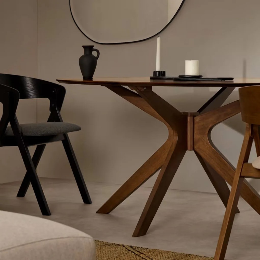 Kave Home Naanim Ovale Eettafel Walnootfineer 180 X 110 Cm - 180 X 110cm.