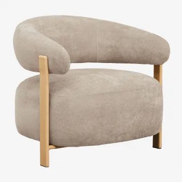 Fauteuil Van Chenillestof En Ijzer Jolie Houtbruin & Chenille Tarwebruin - Sklum