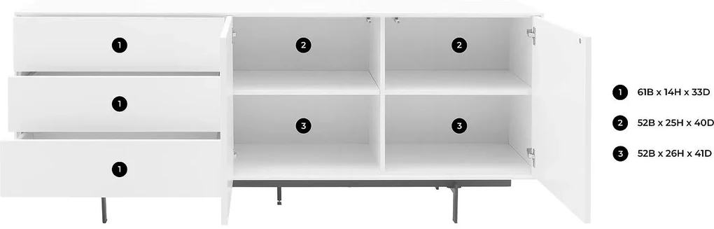 Goossens Basic Dressoir Verona, 2 deuren 3 laden