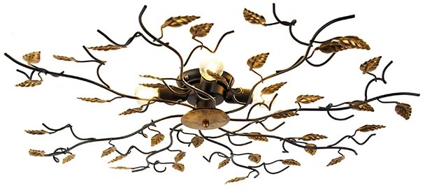 Smart plafondlamp zwart met goud 80 cm 4-lichts incl. 4 Wifi P45 - Foglie