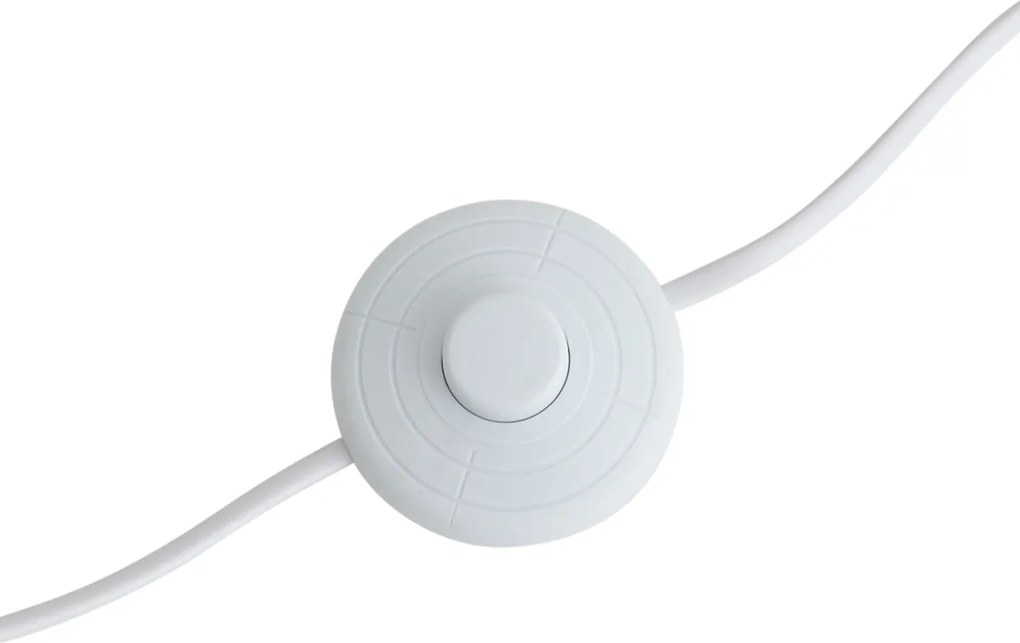 Vloerlamp hout tripod met wit en beige gestreepte kap 50cm - Lou