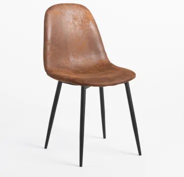 Gestoffeerde Eetkamerstoel Glamm Zwart & Kunstleren Koffie Vintage & Kunstleer - Sklum