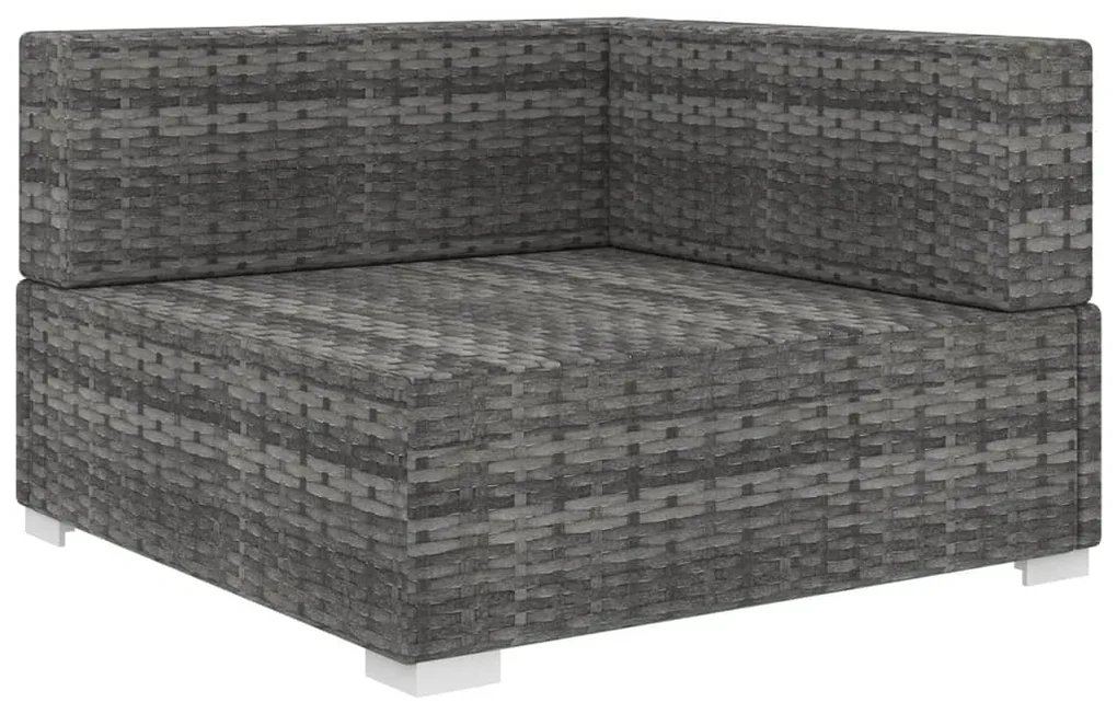 vidaXL Hoekbank 1 st met kussens poly rattan grijs