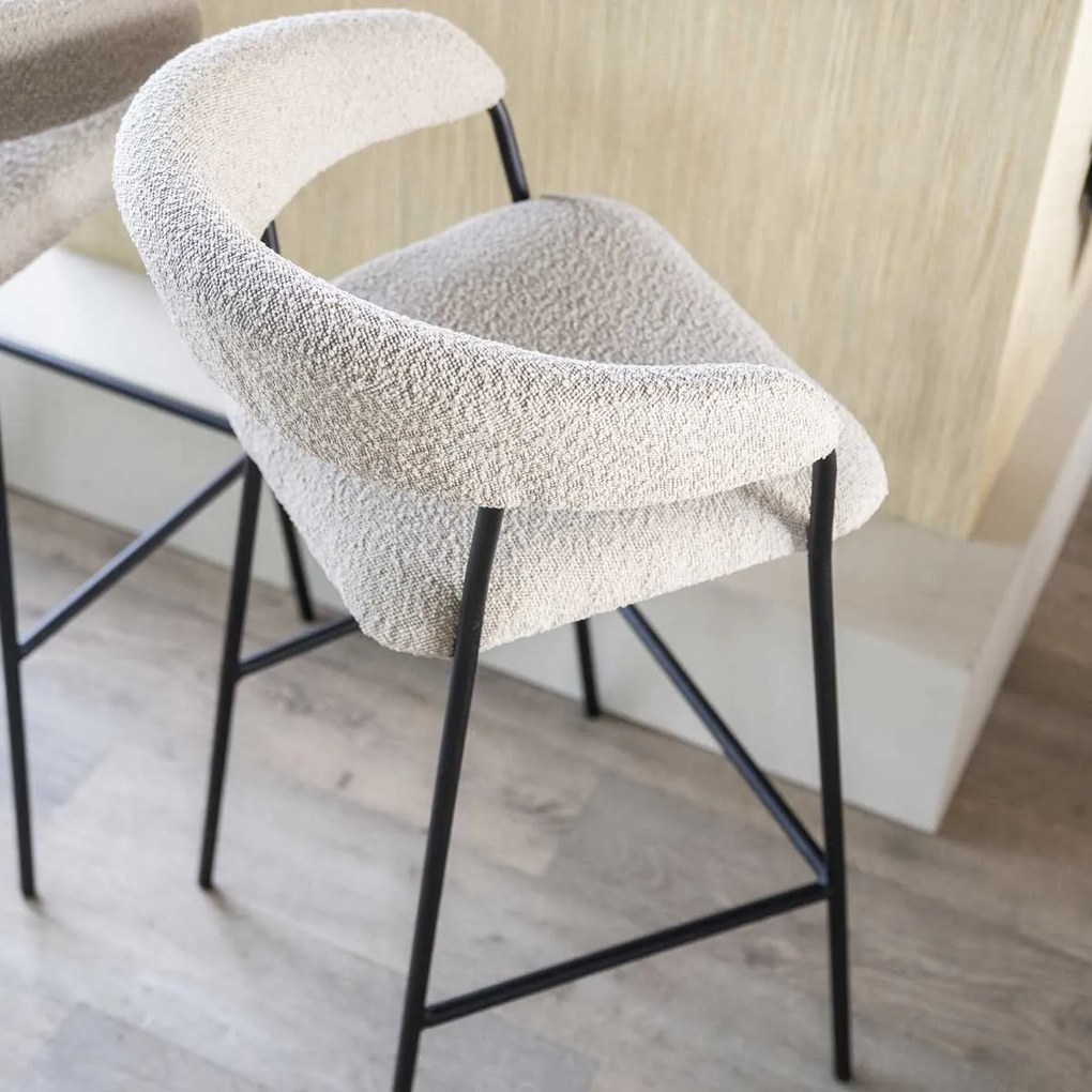 Barkruk Beige Boucle Stof