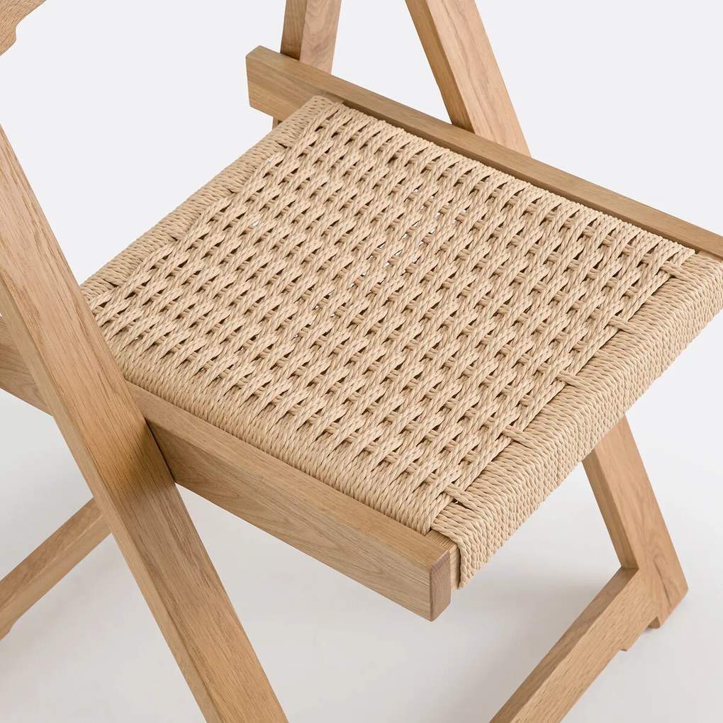 Set van 2 klapstoelen, eiken en touw, Donna