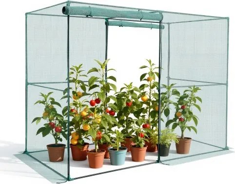 VEVOR plantenbeschermingstent, 2396x1200x1800 mm, plantenbeschermingsnet, deur met ritssluiting, plantenkooi voor verhoogde plantenbakken buiten, plantennetkas voor tuin, terras en gazon