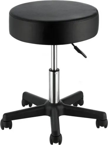 VEVOR Rolkruk met wielen, draagvermogen 181 kg, in hoogte verstelbaar, kruk met extra dik zitkussen, draaikruk voor salon, bar, thuis, op kantoor, medisch, massage, zwart