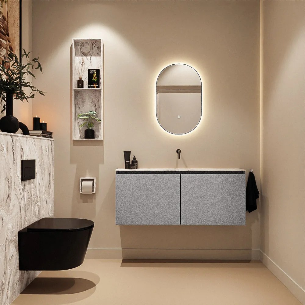 Mondiaz Ture DLux toiletmeubel 120cm plata met wastafel glace midden zonder kraangat