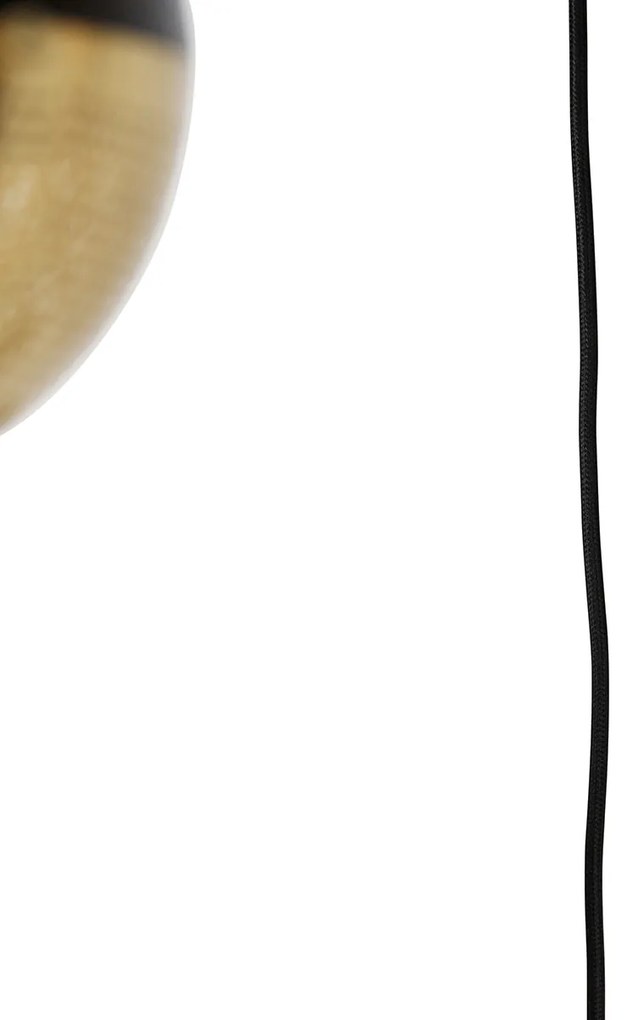 Industriële hanglamp zwart met messing 5-lichts - Haicha