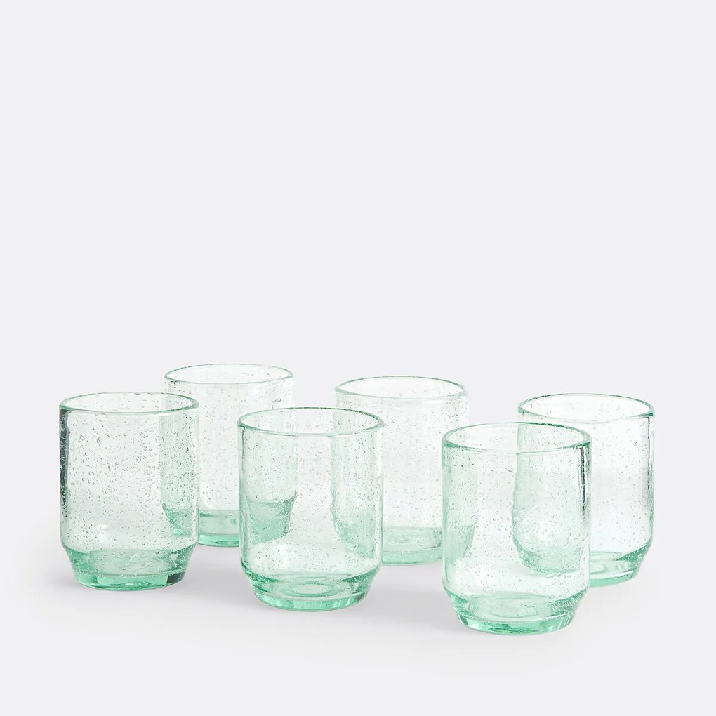 Set van 6 glazen bekers met bubbels, Faraji
