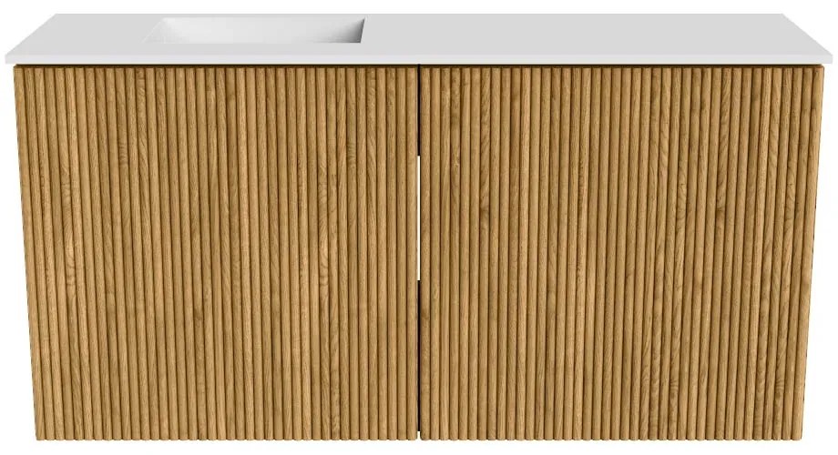 Mondiaz Joya 80cm toiletmeubel oak met wastafel faye links zonder kraangat talc