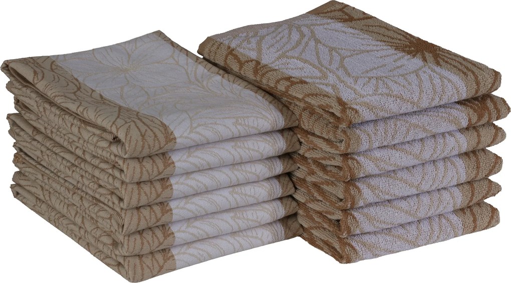Keuken- & Theedoek leaves – set van 12 – lichtbeige