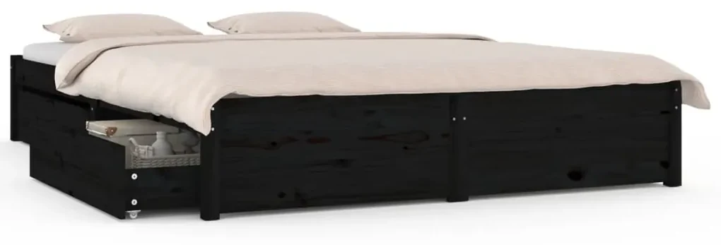 vidaXL Bedframe met lades zwart 120x190 cm 4FT Small Double