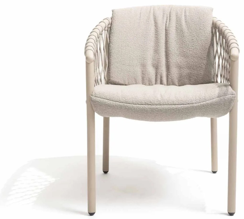 4 Seasons Outdoor Allora tuinset latte met Prado tafel met teak blad Ø 160 cm Tuinset   beige weerbestendig