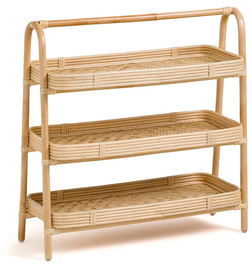 Etagère 3 plateau's in bamboe en rotan, Lyra