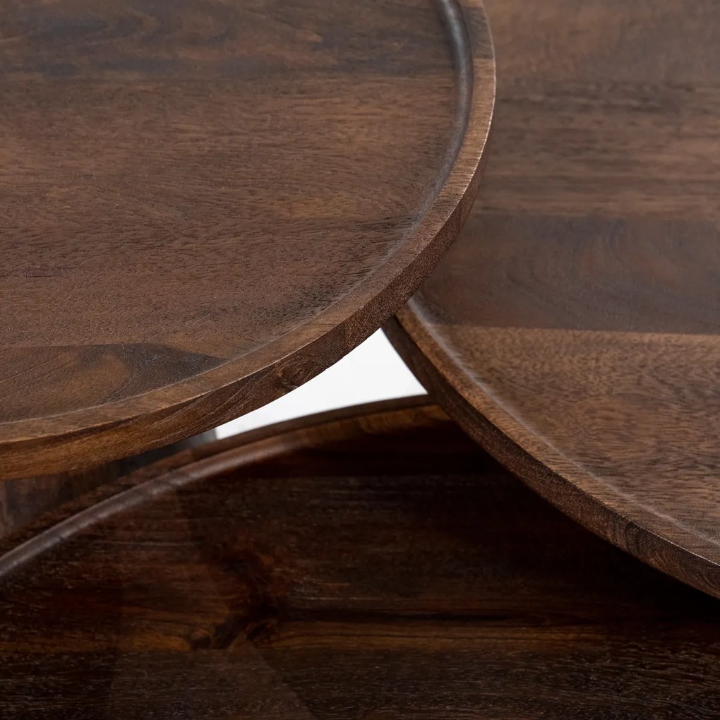 Mangohouten Salontafel Rond 80 Cm - 80 X 80cm.