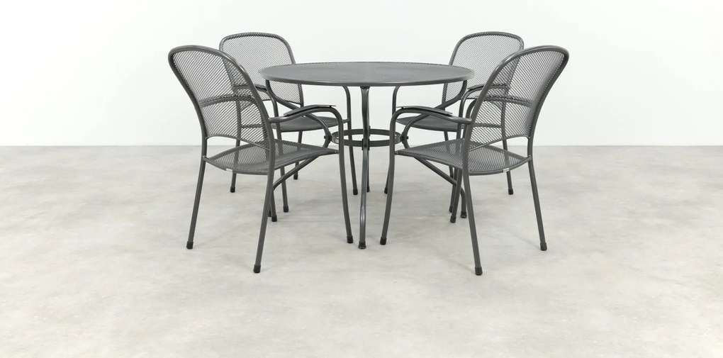 Royal Garden Carlo ronde stapelbare tuinset strekmetaal Ø105 cm.