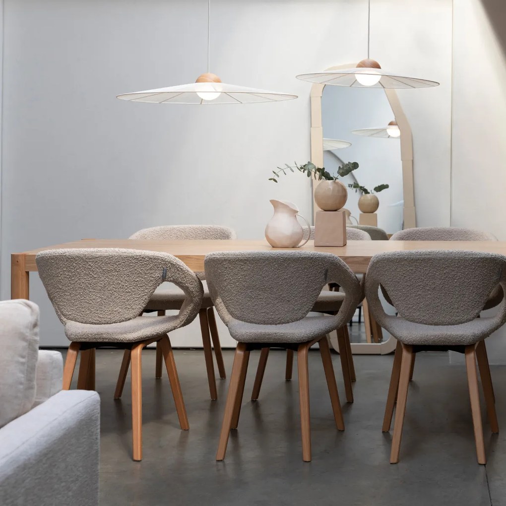 Zuiver Flexback Design Eetkamerstoel Hout Beige Boucle