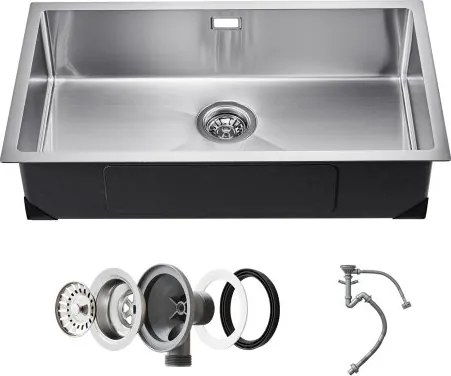 VEVOR Keuken Spoelbak Inbouw Spoelbak 76 x 43 x 19 cm Gemaakt van Roestvrij Staal Spoelbakken Onderbouw Spoelbakken, Enkele Kom met Accessoires, Huishoudelijke Spoelbak voor RV Voorbereiding Keukenbar