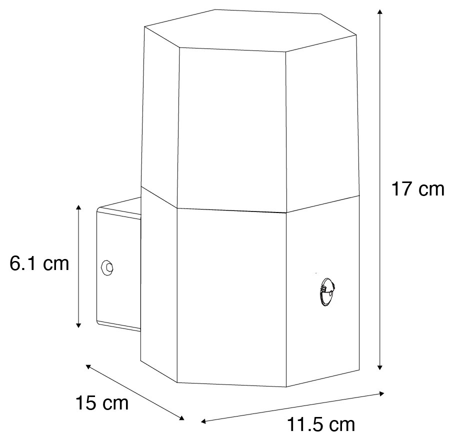 Buiten wandlamp zwart met smoke glas zeshoek en bewegingssensor - Denmark Modern E27 IP44 Buitenverlichting