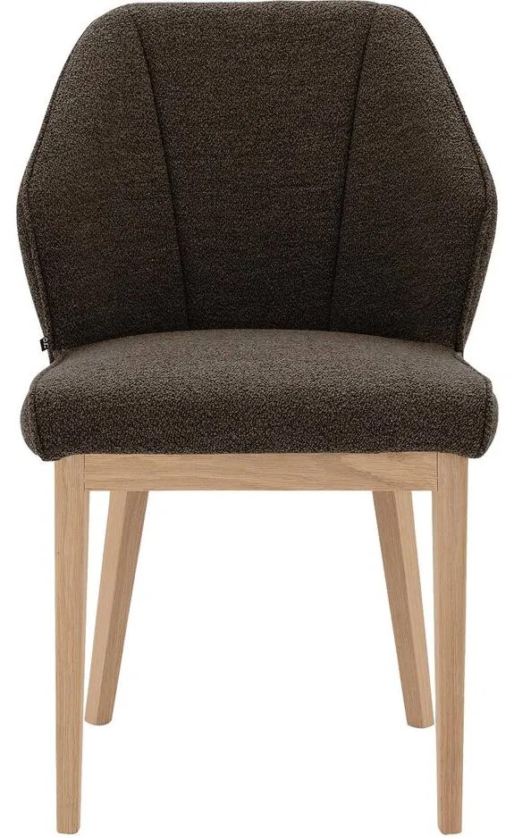 Goossens Eetkamerstoel Koncept donkerbruin stof leuning, modern design