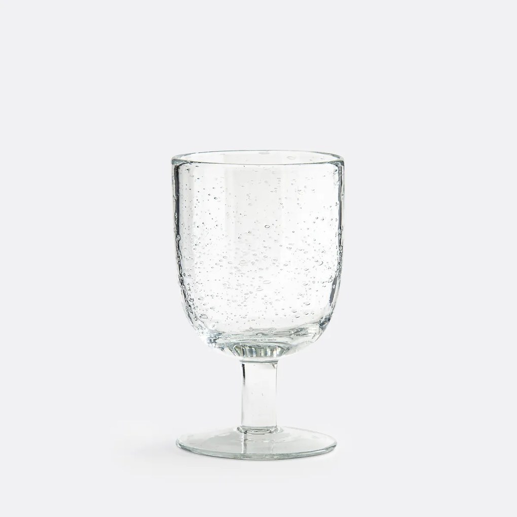 Set van 6 glazen op voet in bubbelglas, Faraji