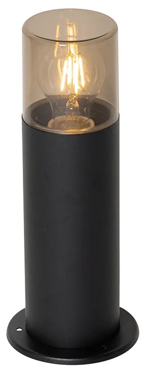 Staande buitenlamp zwart met smoke kap 30 cm IP44 - Odense