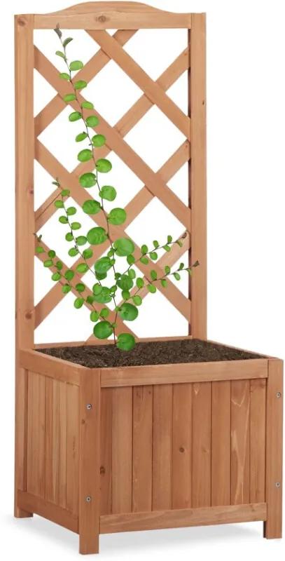 Klimrek met plantenbak - rankhulp - houten plantenrek - weerbestendig - bloembak M