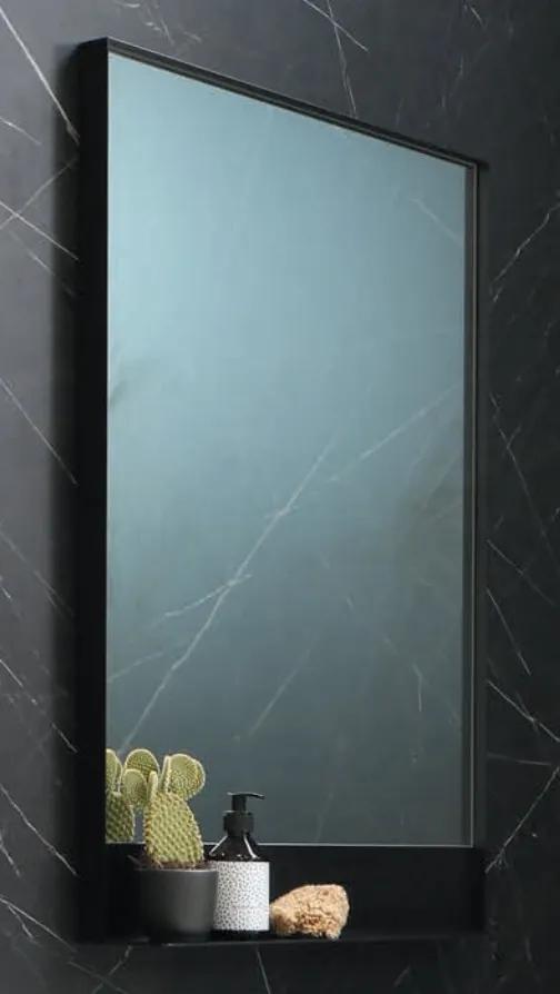 SP14 spiegel in zwart kader met planchet mat zwart 48x10x80cm