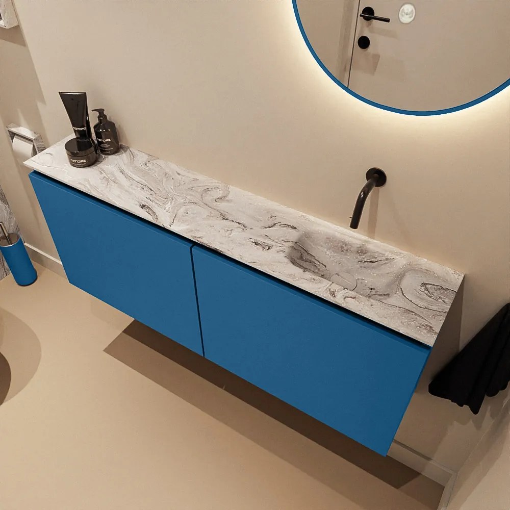 Mondiaz Ture DLux toiletmeubel 120cm jeans met wastafel glace rechts zonder kraangat