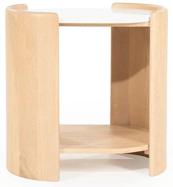 Bijzettafel Eiken Met Wit Marmer - 50 X 35cm.