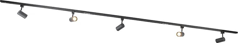 Smart 1-fase railsysteem zwart met 5 spots incl. Wifi GU10 - Iconic Jeana