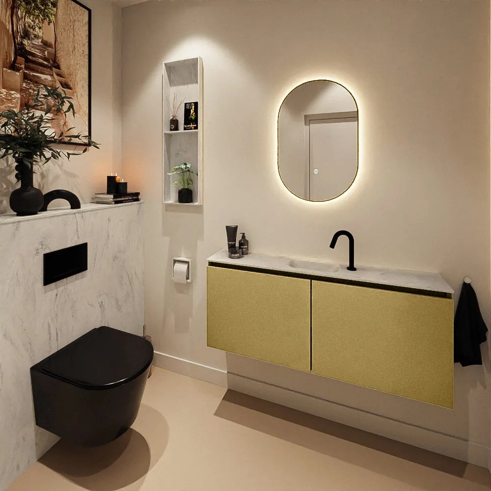 Mondiaz Ture DLux toiletmeubel 120cm oro met wastafel opalo midden met kraangat