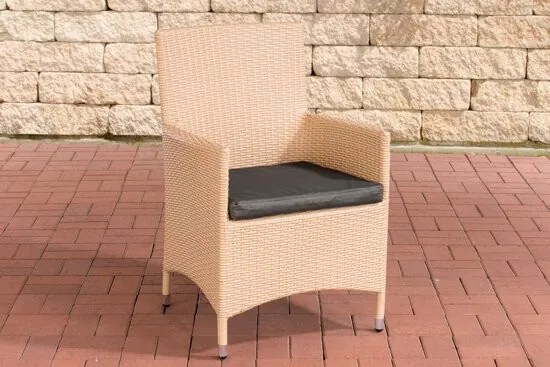 Poly-rotan Wicker tuinstoel / fauteuil JULIA aluminium frame met kussen - kleur van rotan: zand overtrek antraciet