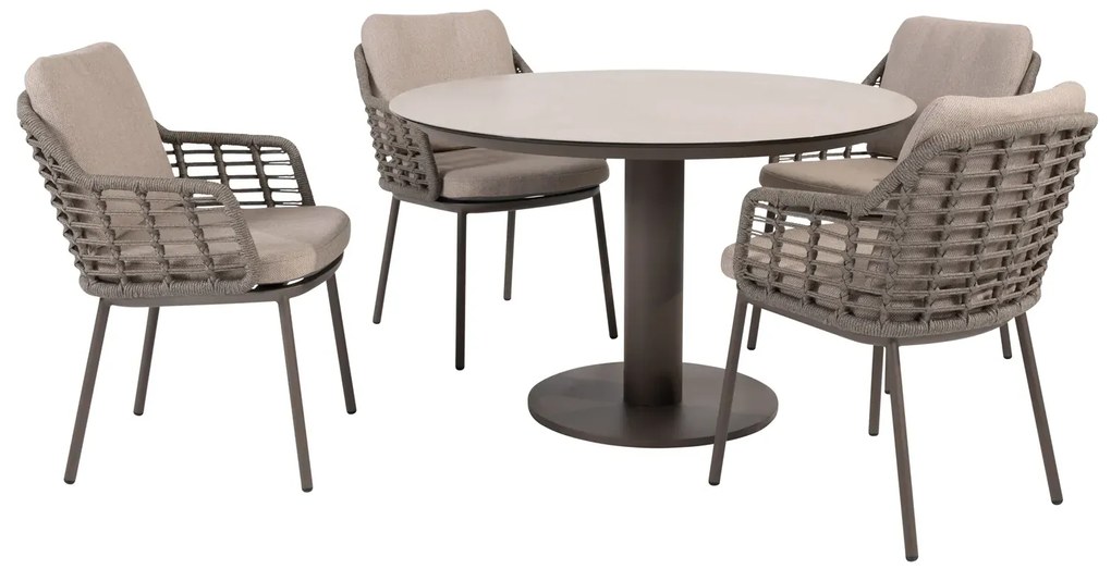 Taste by 4 Seasons Puglia tuinset terre met Sarah tafel 120 cm Tuinstoel   bruin weerbestendig