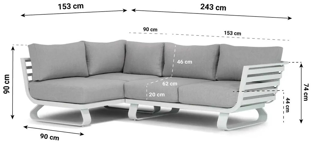 Hoek loungeset 3 personen Aluminium Wit  Santika Furniture Santika Sovita