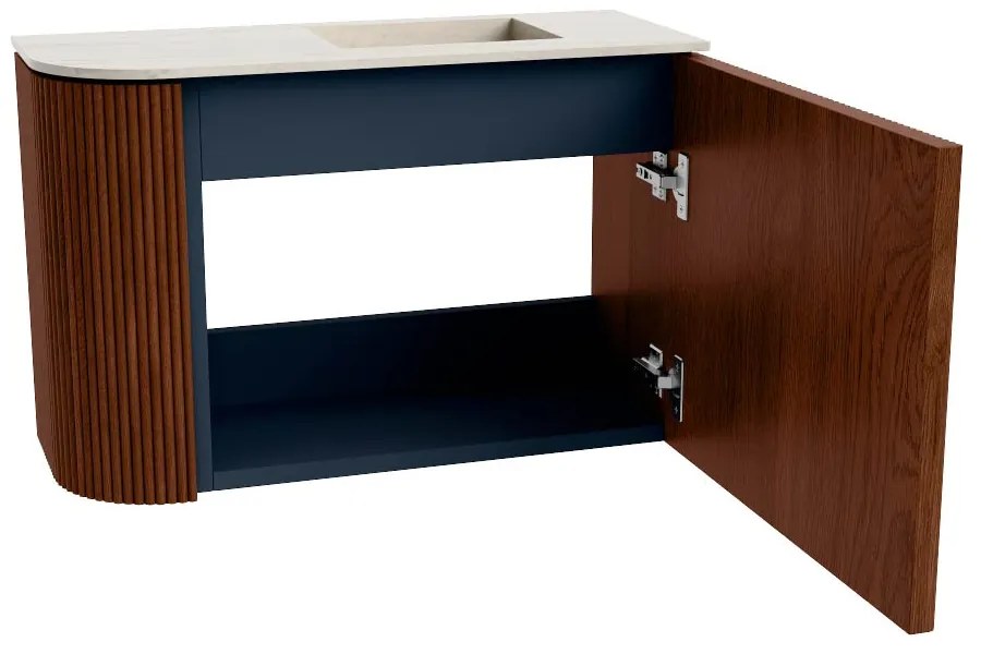 Mondiaz Joya DLux 60cm toiletmeubel ronding links ruby met wastafel faye rechts 1 kraangat meli