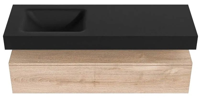 Zaro Alan badmeubel 140cm washed oak 1 lade met vrijhangende wastafel cloud links 1 kraangat urban